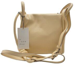 A New Day Tubular Crossbody Bag Yellow Beige Faux Leather